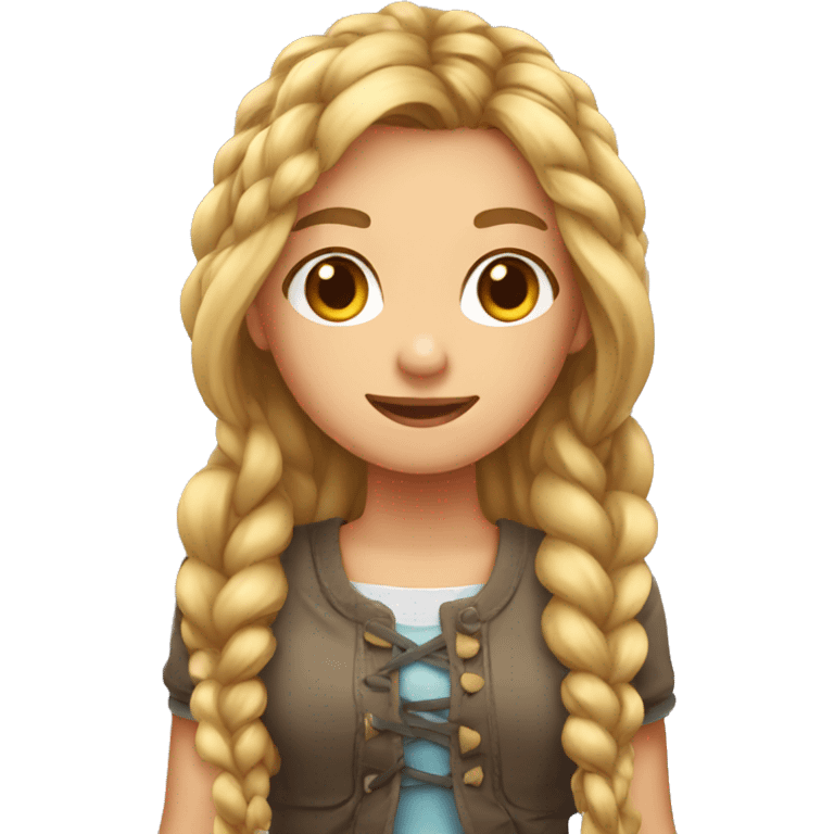 Girl with long hair in a braid going down to her waist emoji