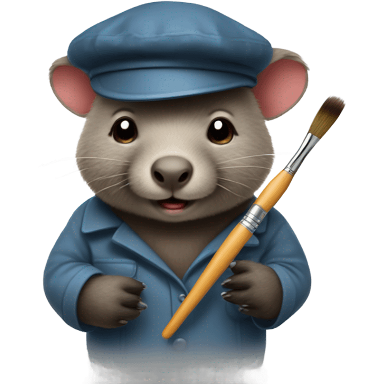 Wombat with beret and paint brush emoji