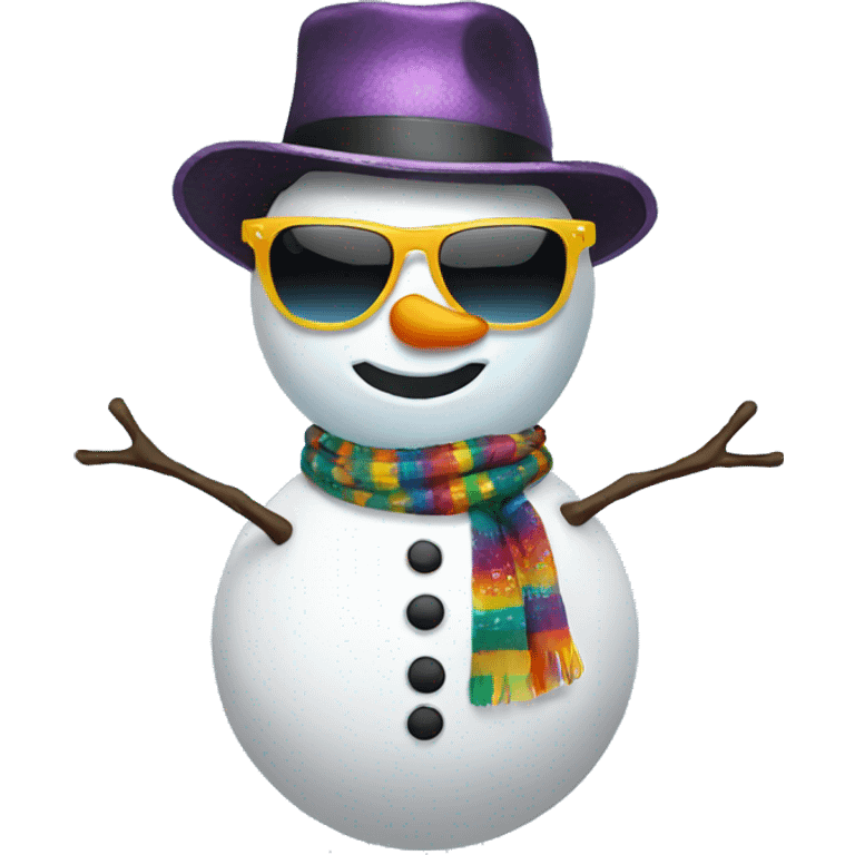 Disco snowman with sunglasses emoji