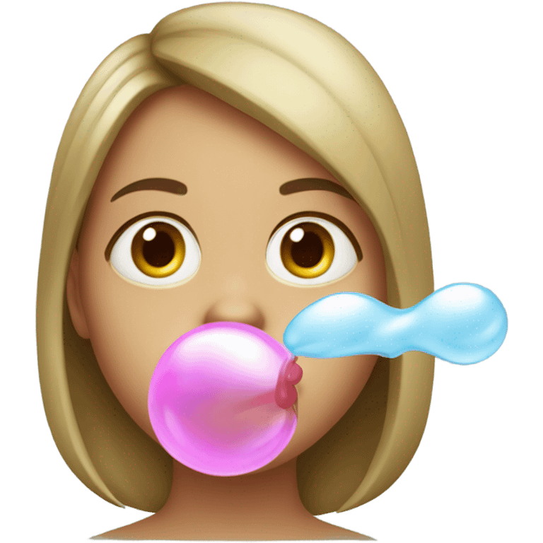 girl make a bubble with a chewing gum emoji