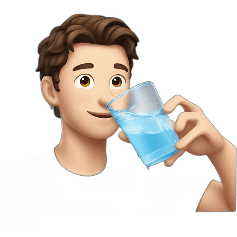 tom holland drinking a glass of water emoji