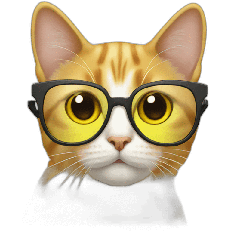 cat wearing yellow transparent glasses emoji