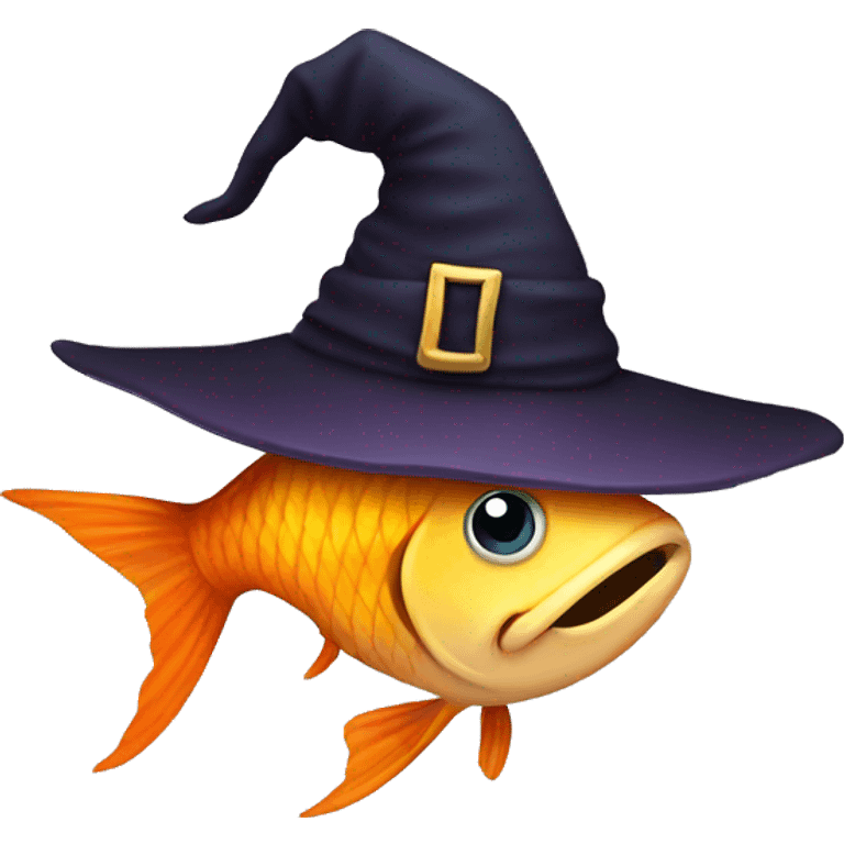 A fish with a witch hat emoji