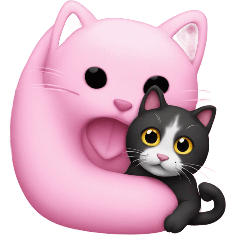 the pink letter s with a cat hugging it  emoji