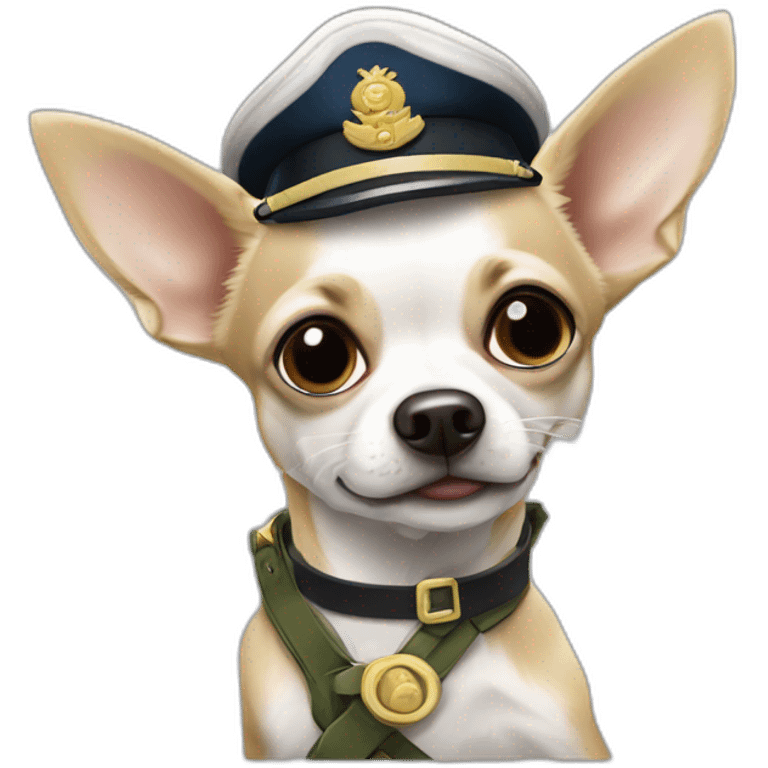 Chihuahua blanc poilu à taché emoji