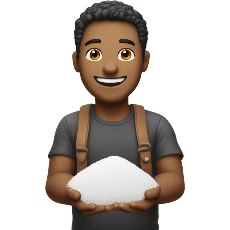 Very happy guy with a pile of salt. emoji