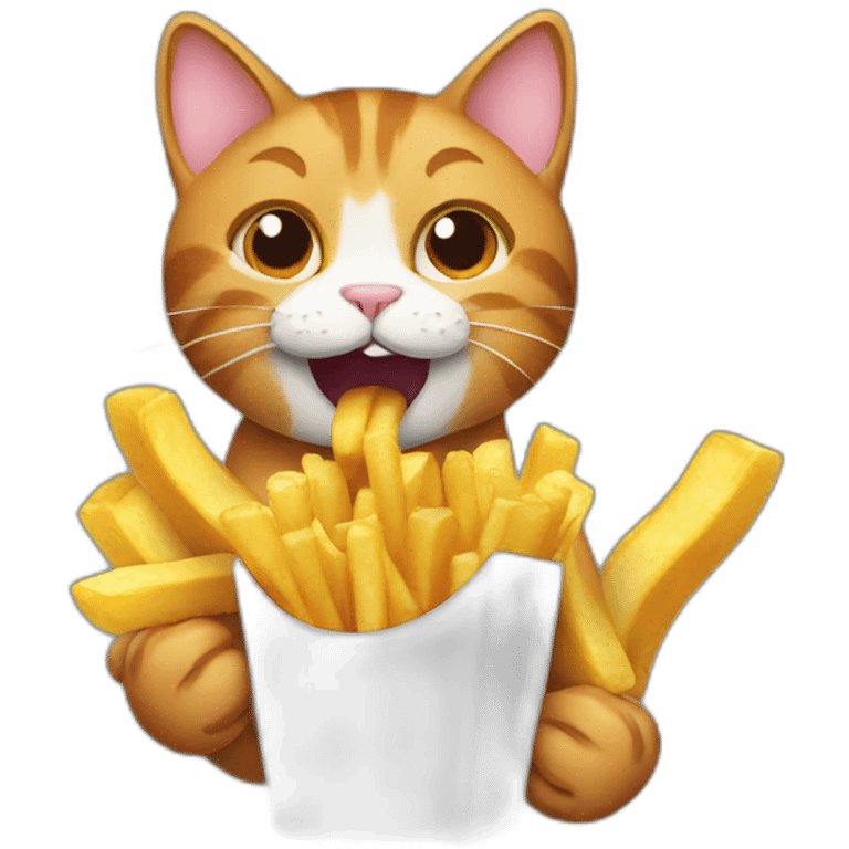 Cat eating fries and beer emoji