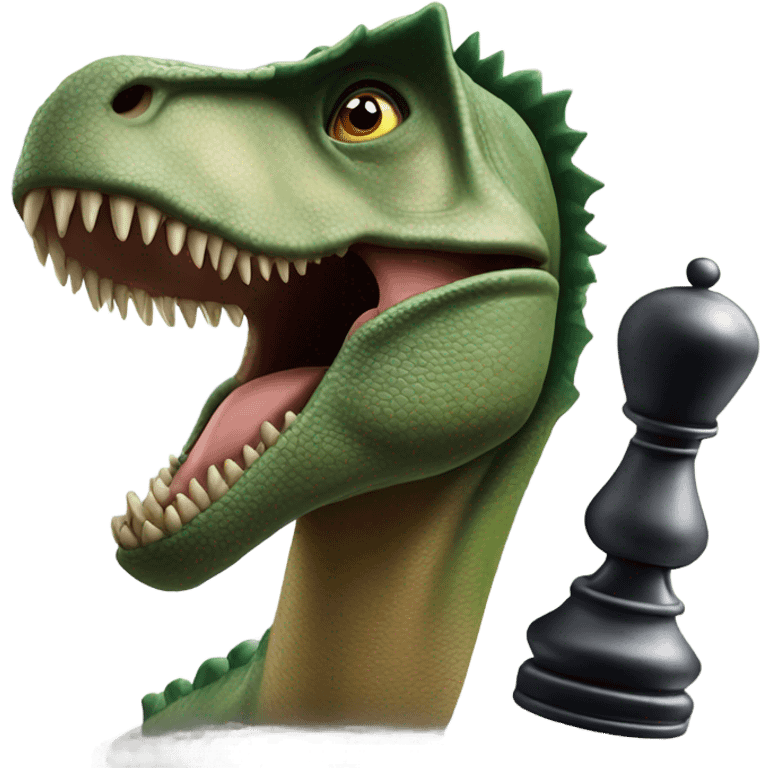 dinosaur holds a queen chess piece in its paw emoji