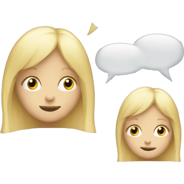 talking blond child with two speech bubbles near emoji