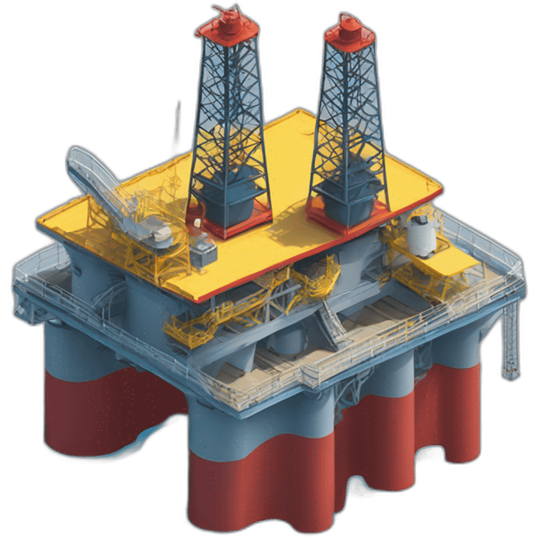 Sea drilling platform，isometric view emoji