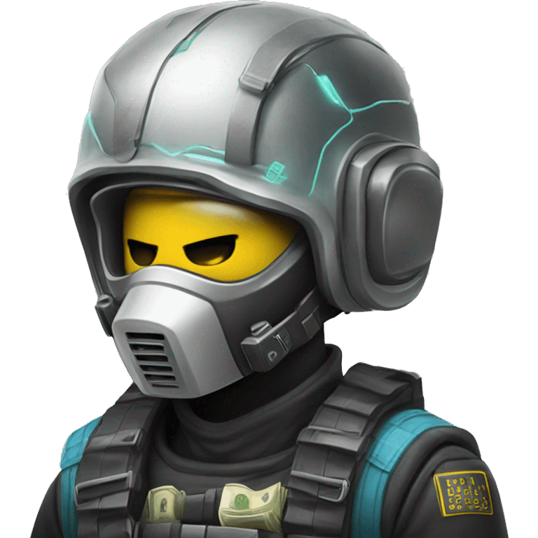 cyber punk with helmet holding cash emoji