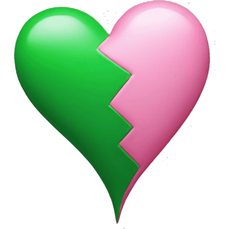 Half green and half pink heart emoji