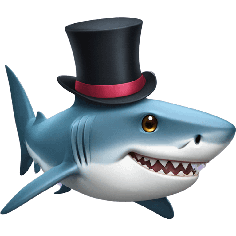 Shark with a top hat emoji