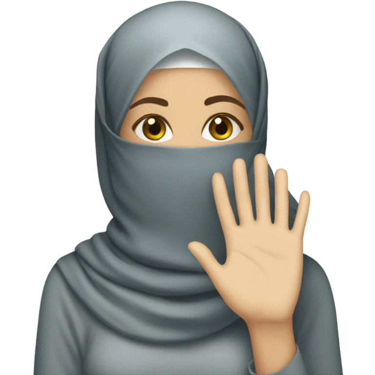 white Hijabi girl with covering her face with her hand emoji