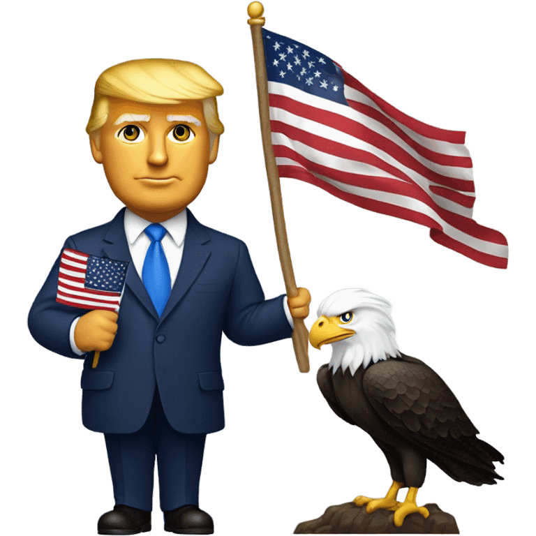 Donald trump holding a flag and bald eagle emoji