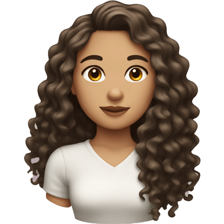 brunette girl with long curly hair emoji