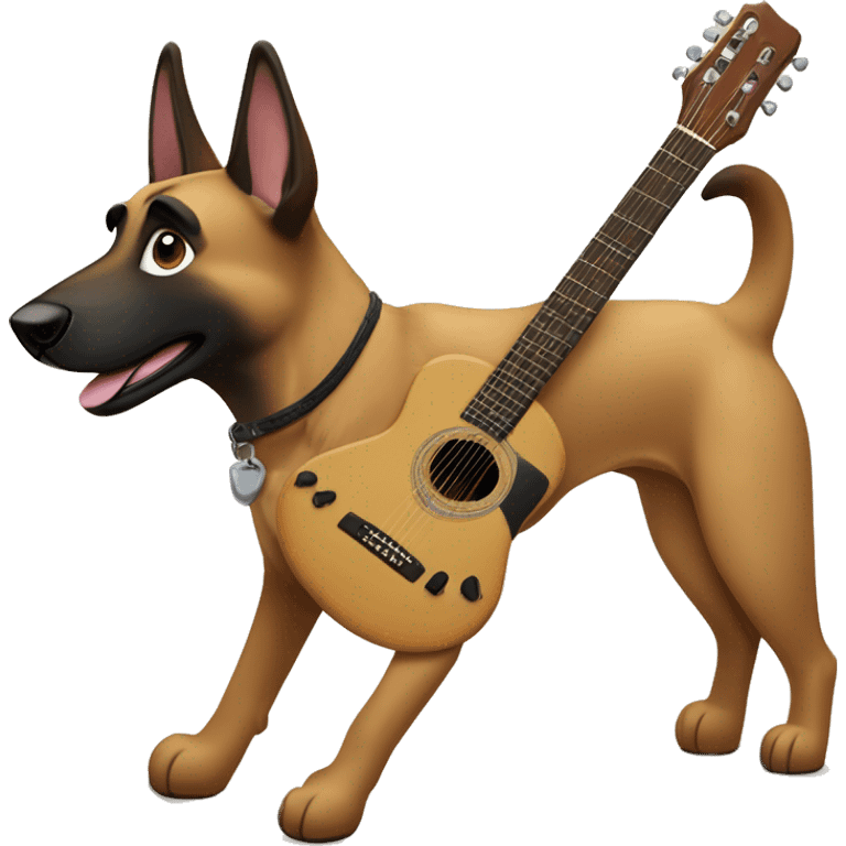 berger malinois qui joue de la guitare electrique emoji