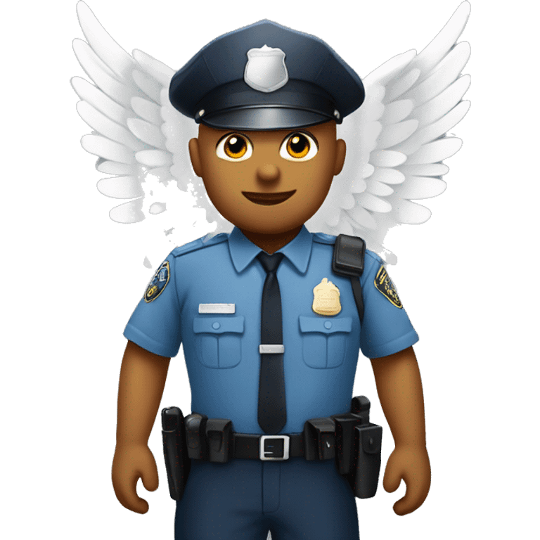 A White Police man bald with cap with Big ANGEL WINGS emoji