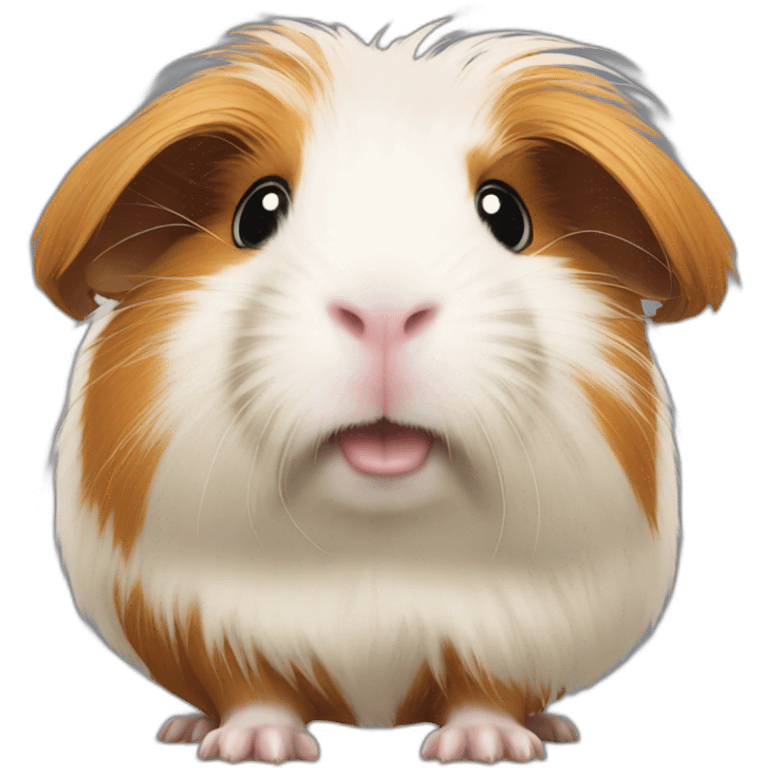 Guinea pig with hair in front of emoji