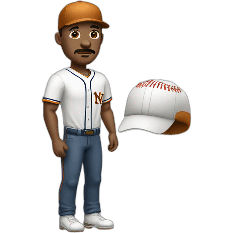 white man with brown chops and ny baseball cap and mustache emoji