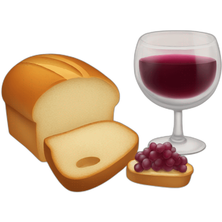 2 candles, a cup of red wine and a loaf of bread emoji