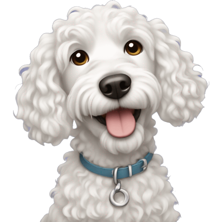 Curly haired white doodle dog emoji