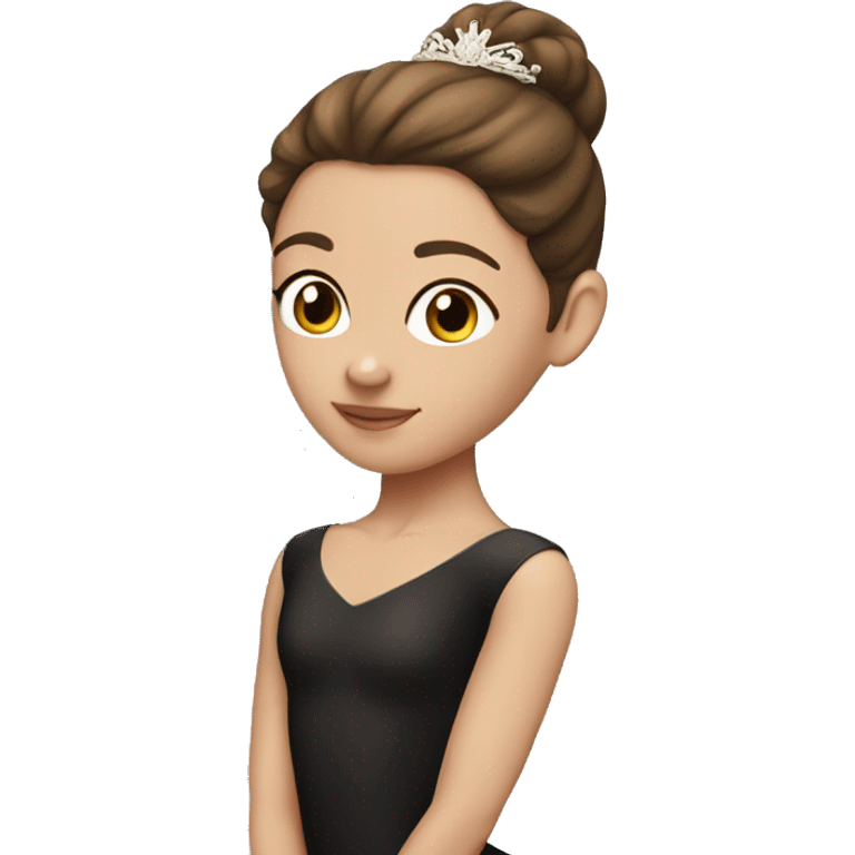 White ballerina black leotard brown hair middle part emoji