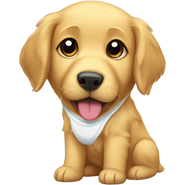 Golden retriever in diaper emoji