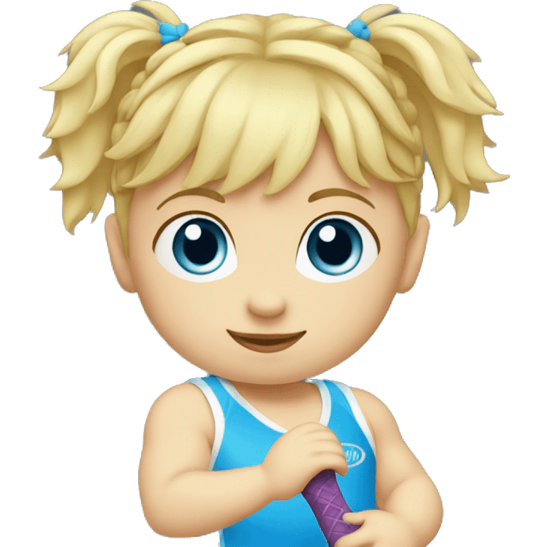 Padel baby player blond hair 1 year blue eyes emoji