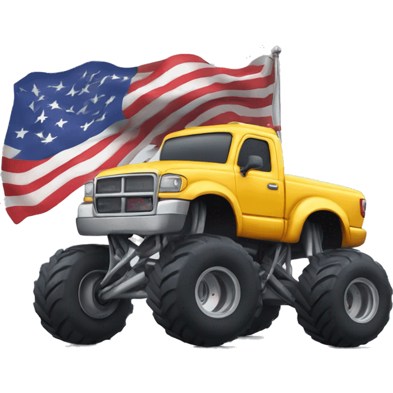 Monster Truck with American flag  emoji