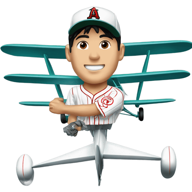 Shohei Ohtani flying a biplane emoji