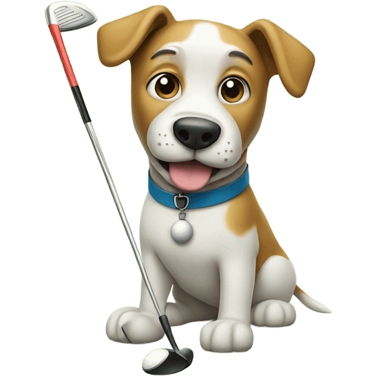 Dog playing golf emoji