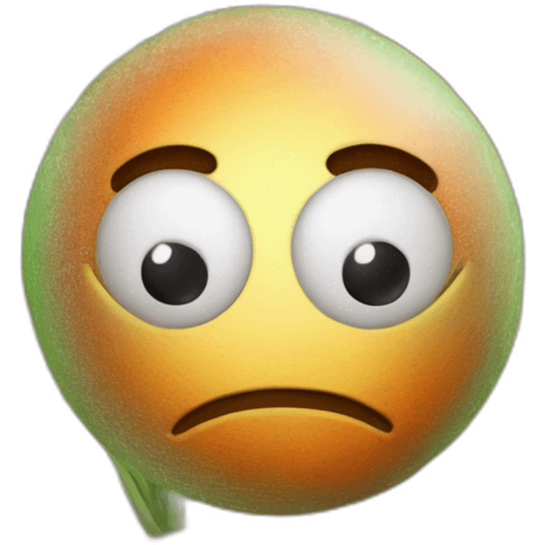 3d sphere with a cartoon carrots texture with big calm eyes emoji