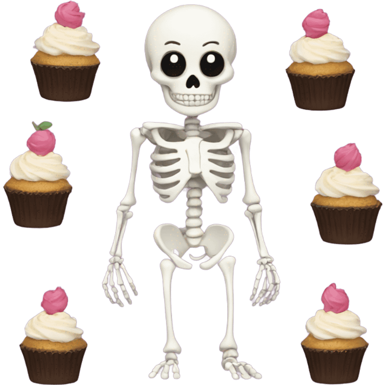 Skeleton with cupcakes  emoji