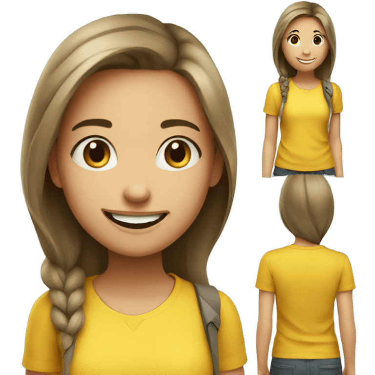 smiling girl in yellow shirt emoji