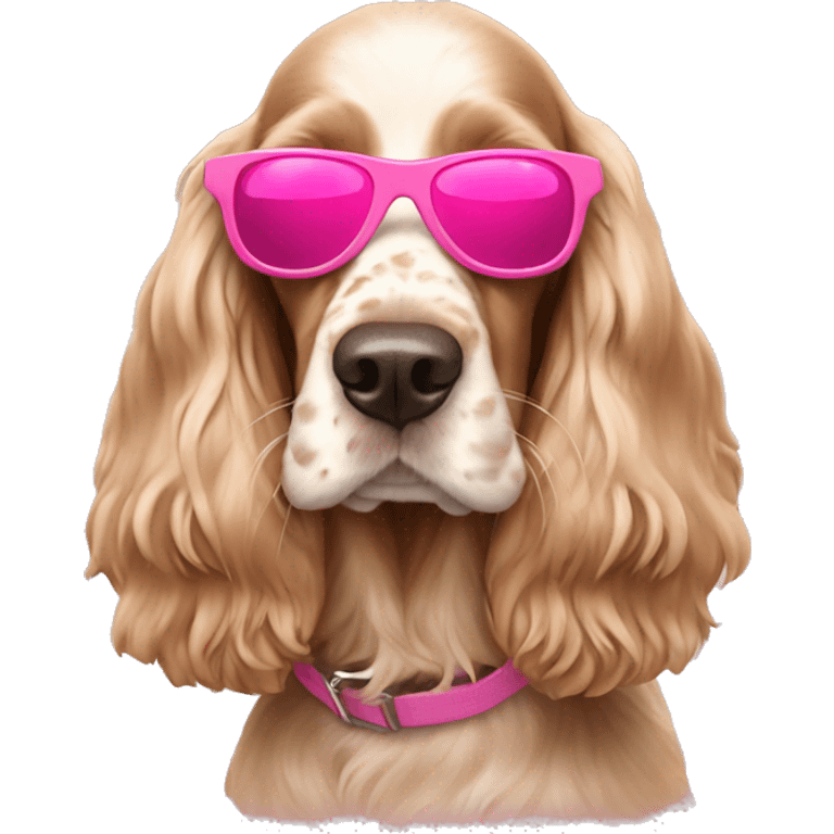 English cocker spaniel with pink sunglasses emoji