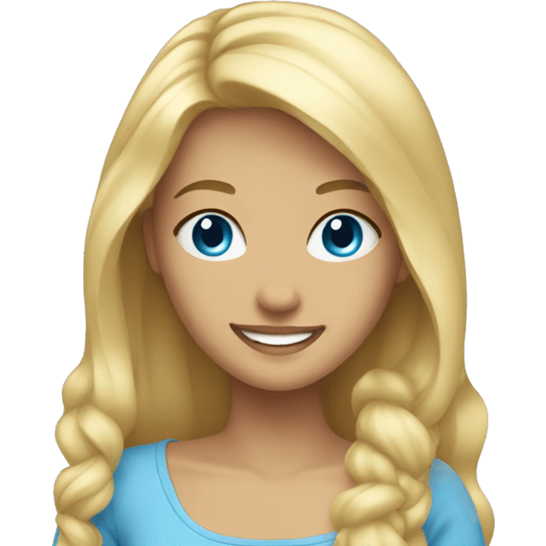 Girl with blonde hair and blue eyes smiling emoji