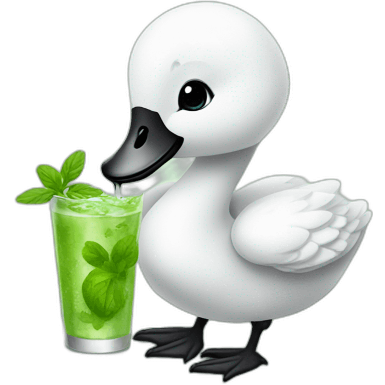 baby swan drinking mojito emoji