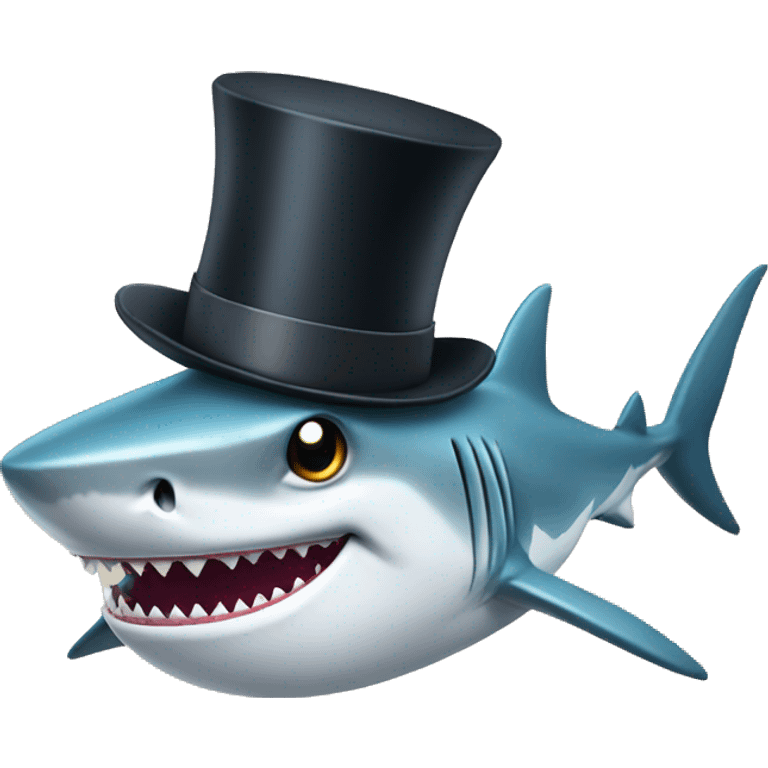 Shark with a top hat emoji