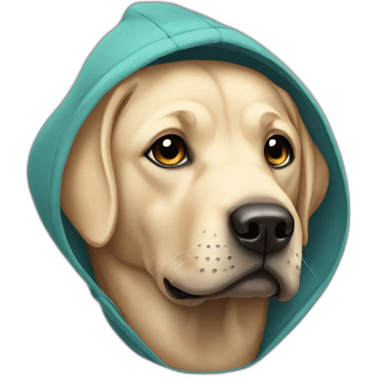 Labrador wearing a hoodie emoji