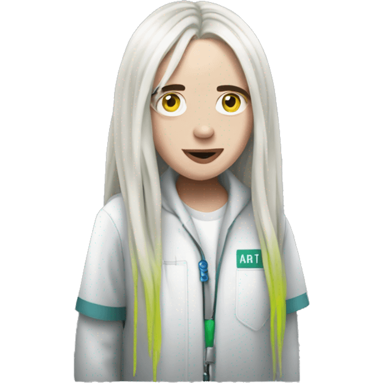 Billie Eilish backstage at a science lab emoji