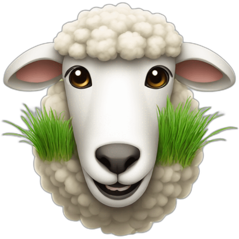 sheep with grass in mouth emoji