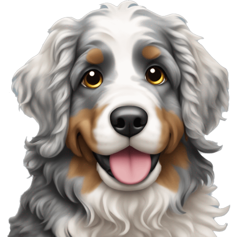 standing merle colored bernedoodle emoji