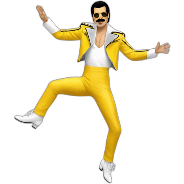 freddie mercury yellow jacket white pants dance emoji