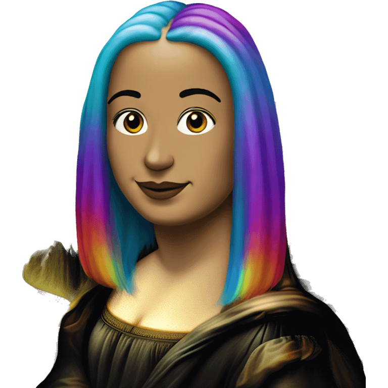 Mona Lisa with rainbow hair emoji