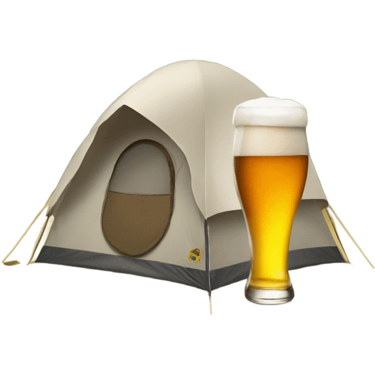 Beer in front of a camping tent emoji