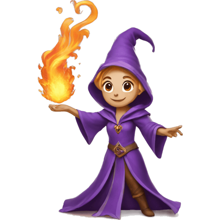 female elf wizard wearing purple robes casts fireball emoji