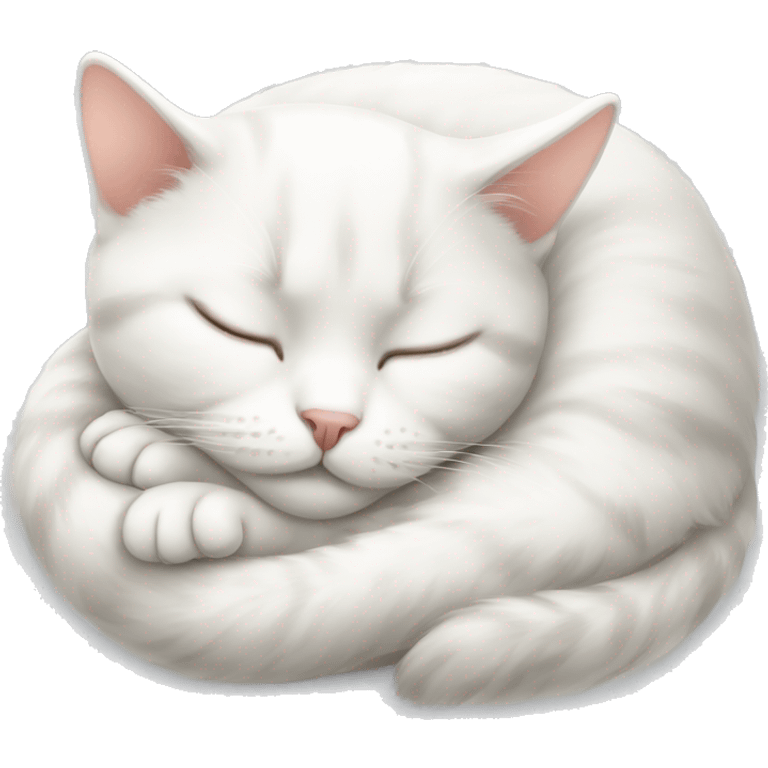 white cat sleeping curled up emoji