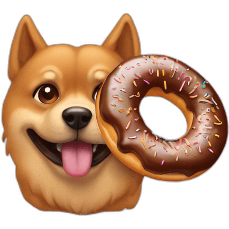 Un chien qui mange un donut emoji