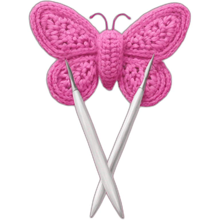 Mariposa hold pink crochet hook emoji